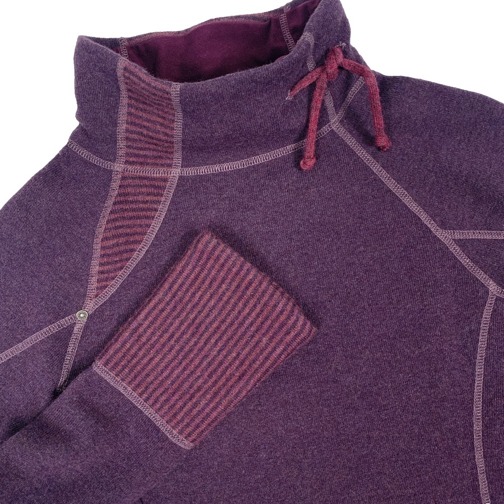 prAna Lucia Womens Small Plum Funnel Neck Sweater Button Hem Knit Pullover